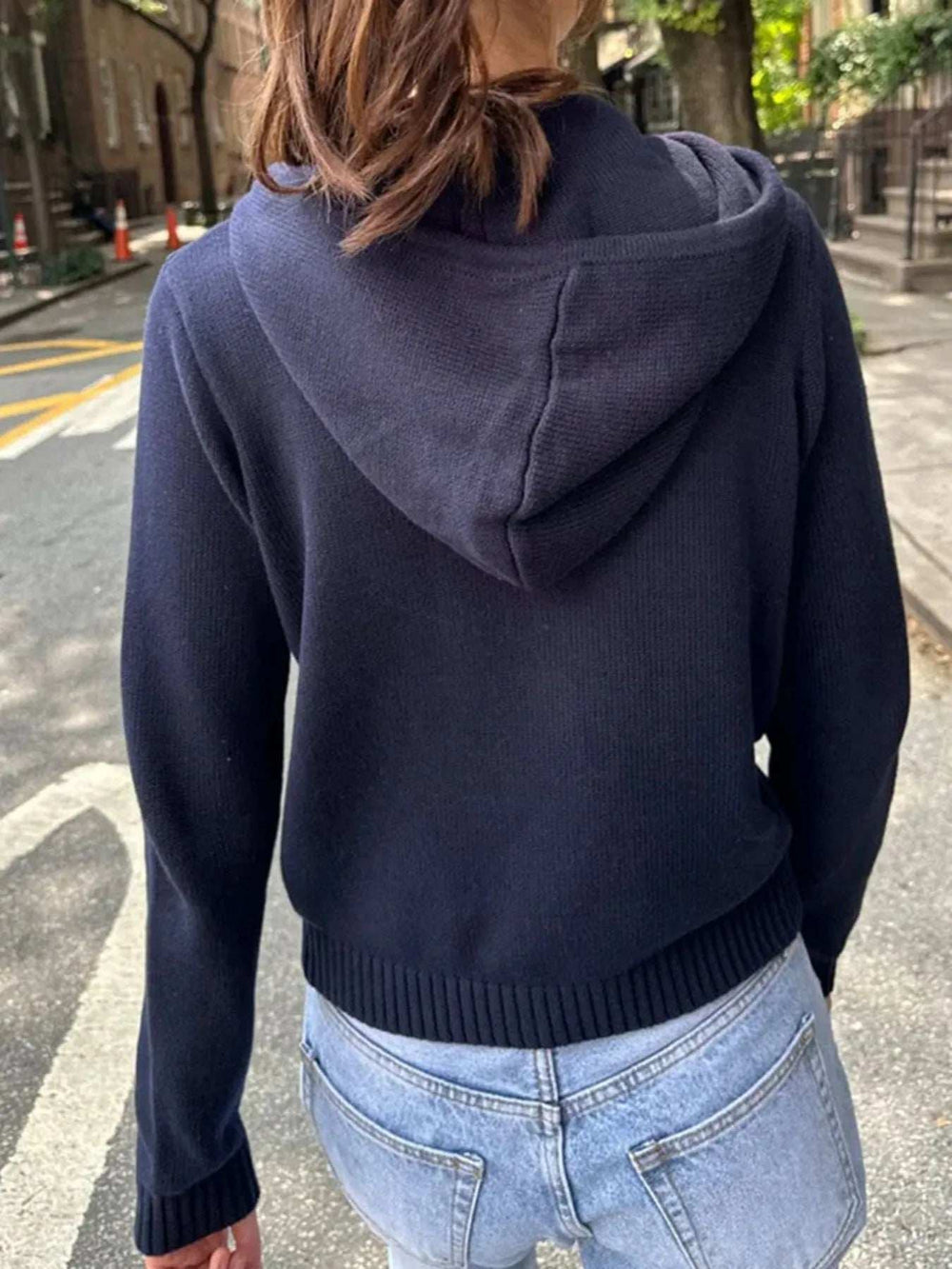 Drawstring Zip Up Long Sleeve Cardigan - Trendsi - Flyclothing LLC