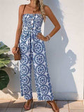 Perfee Smocked Tube Wide Leg Jumpsuit - Trendsi - Flyclothing LLC