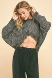 Davi & Dani Fringe Hem Overlapping Asymmetrical Crop Sweater - Trendsi - Flyclothing LLC