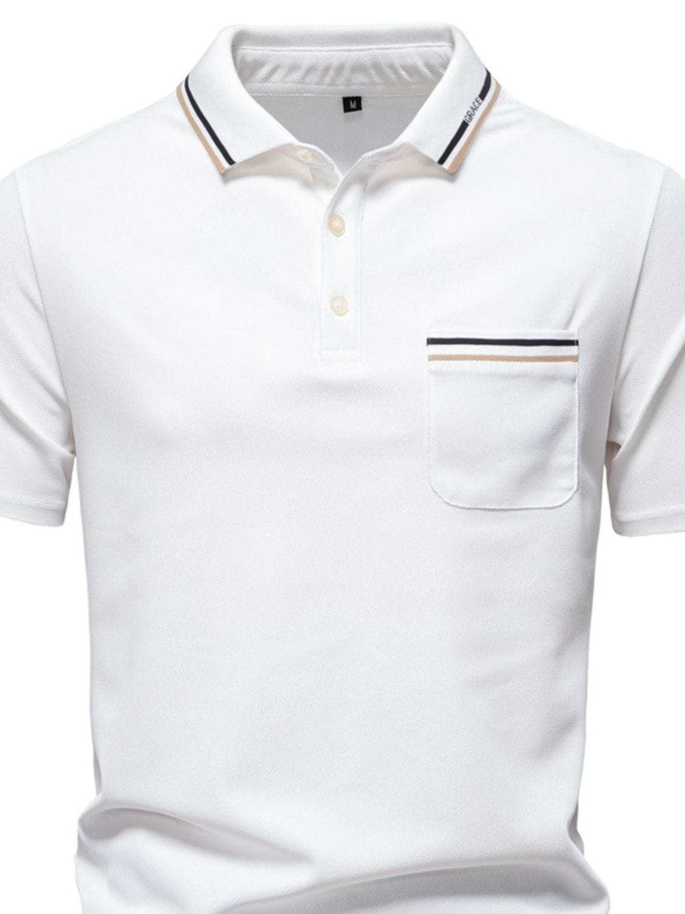 Men's Short Sleeve Collared Neck Striped Polo - Trendsi - Flyclothing LLC