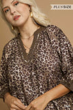 Umgee Full Size Leopard Print Mini Dress with Contrast Trim Plus Size - Trendsi - Flyclothing LLC