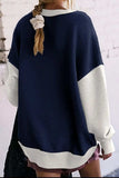 Contrast Round Neck Long Sleeve Sweatshirt - Trendsi - Flyclothing LLC