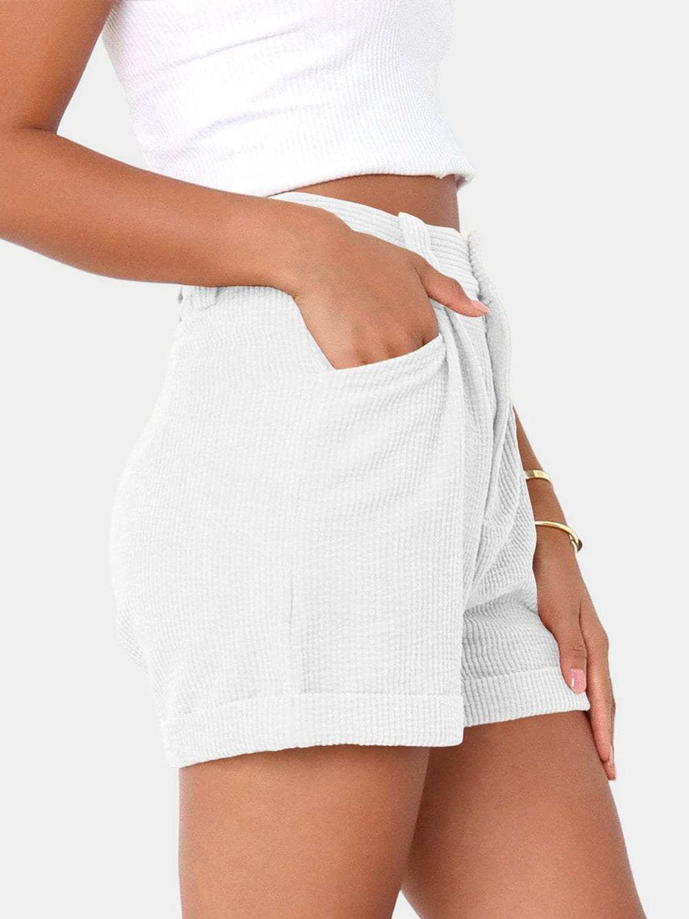 Full Size High Waist Shorts with Pockets - Trendsi - Flyclothing LLC