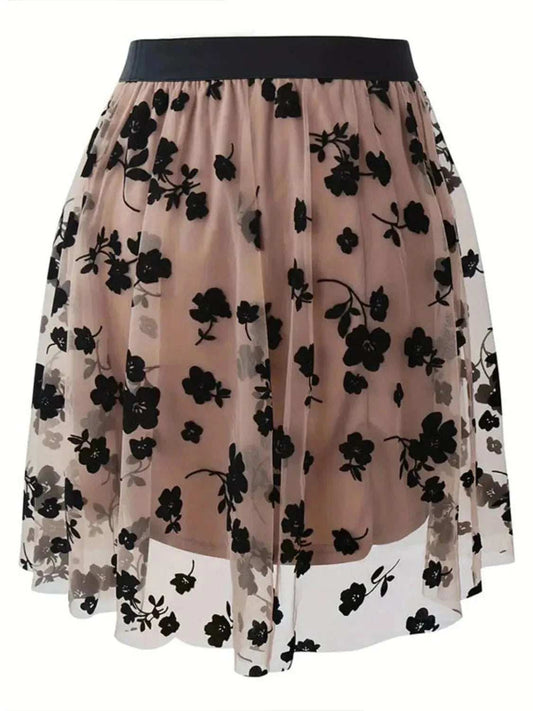 Floral Print High Waist Mini Skirt - Trendsi - Flyclothing LLC