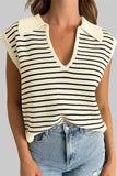 Striped Collared Neck Tank - Trendsi - Flyclothing LLC