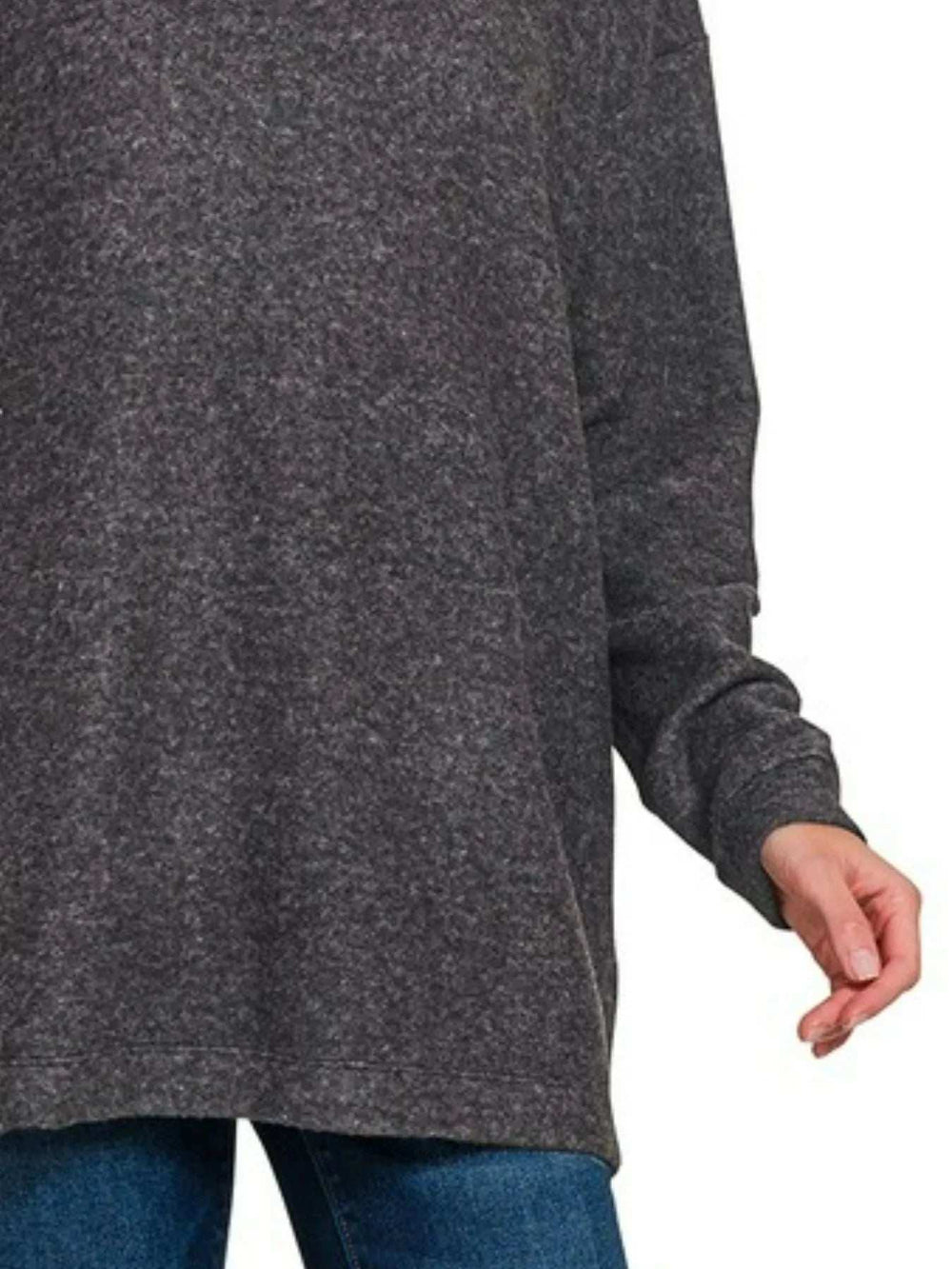 Zenana Hooded Brushed Melange Hacci Sweater - Trendsi - Flyclothing LLC