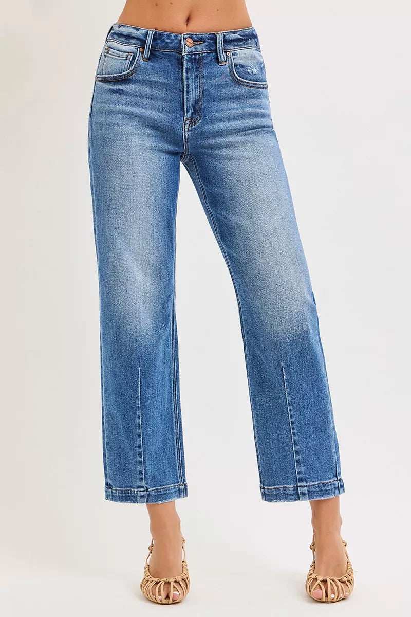 RISEN High Rise Crop Boyfriend Tapered Jeans - Trendsi - Flyclothing LLC