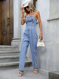 Spaghetti Strap Denim Overalls with Pockets - Trendsi - Flyclothing LLC