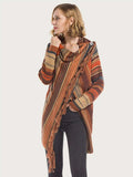 Angel Wings Tassel Striped Open Front Long Sleeve Cardigan - Trendsi - Flyclothing LLC