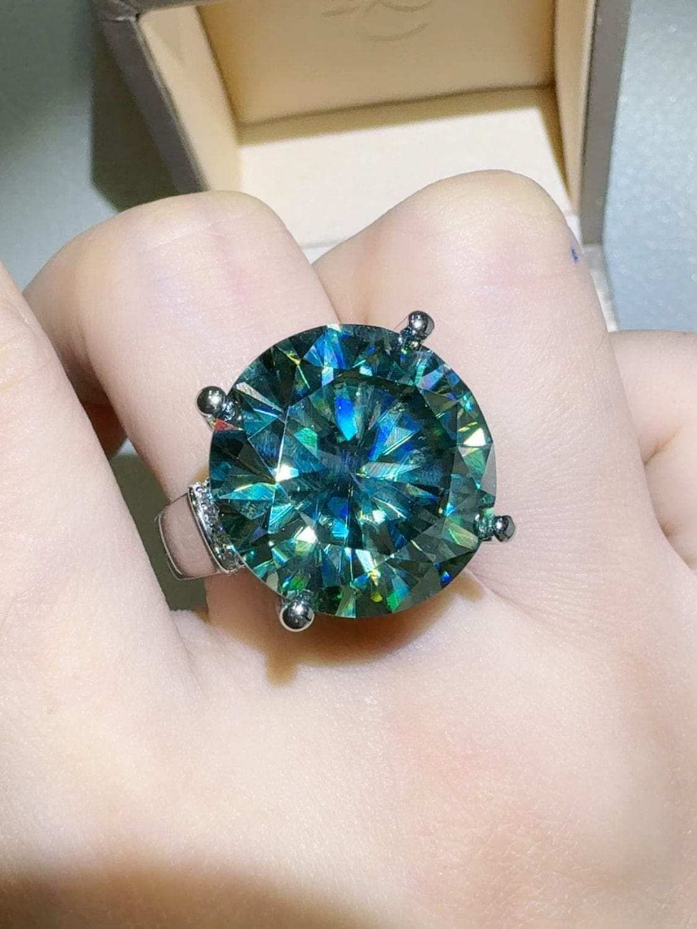 20 Carat Moissanite 925 Sterling Silver Ring - Trendsi - Flyclothing LLC