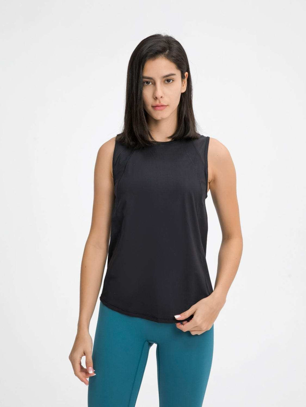 Millennia Cutout Back Round Neck Active Tank - Trendsi - Flyclothing LLC