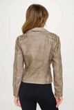 Coalition LA Studded Classic Moto Faux Leather Jacket - Trendsi - Flyclothing LLC