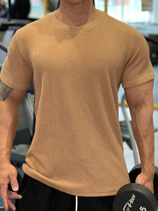 Men's Plus Size Round Neck Short Sleeve T-Shirt - Trendsi - Flyclothing LLC