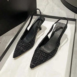 Point Toe Kitten Heel Slingback Pumps - Trendsi - Flyclothing LLC