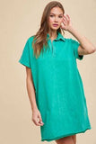 Annie Wear Mineral Washed Johnny Collar Short Sleeve Dress - Trendsi - Flyclothing LLC