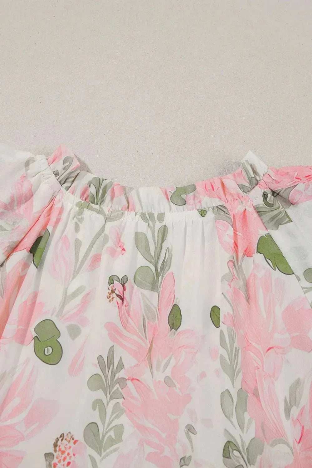 Floral Contrast Edge Layered Short Sleeve Mini Dress - Trendsi - Flyclothing LLC