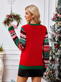 Christmas Element Round Neck Long Sleeve Sweater - Trendsi - Flyclothing LLC