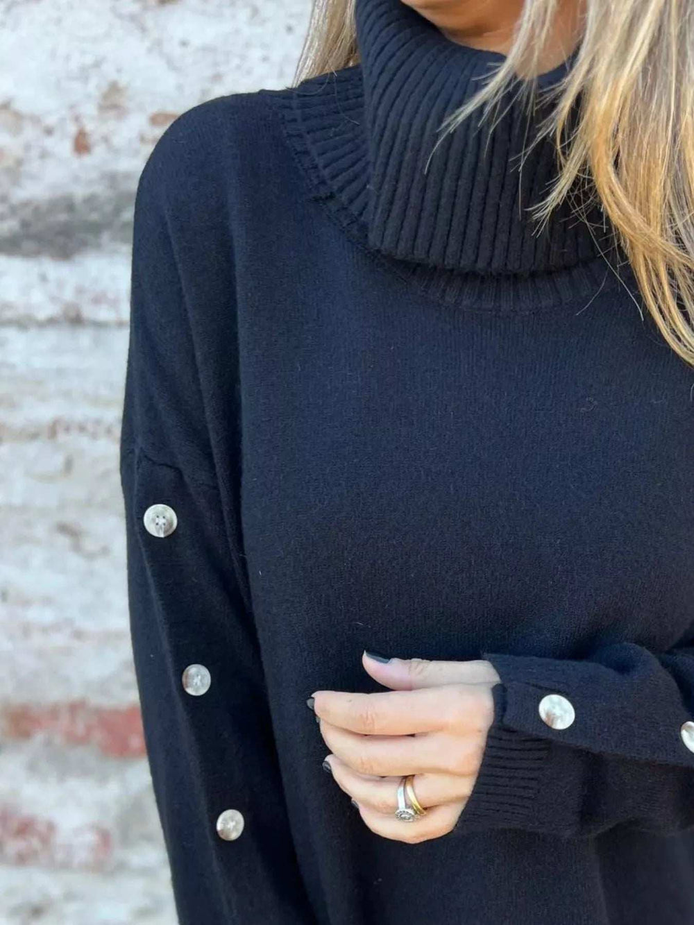 Full Size Turtleneck Long Sleeve Sweater Plus Size - Trendsi - Flyclothing LLC