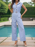 Half Button Collared Neck Wide Leg Jumpsuit - Trendsi - Flyclothing LLC