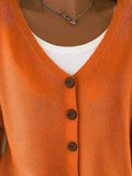 Full Size Button-Front V-Neck Cardigan Plus Size - Trendsi - Flyclothing LLC