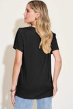 Basic Bae Bamboo Full Size V-Neck High-Low T-Shirt - Trendsi - Flyclothing LLC