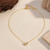 18K Gold-Plated Rhinestone Heart Necklace - Trendsi - Flyclothing LLC