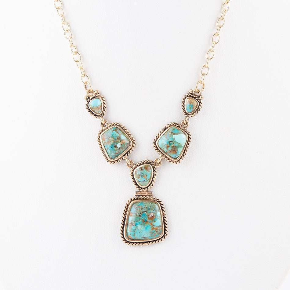 Earth and Sky Blue Turquoise Golden Necklace - Barse Jewelry - Flyclothing LLC