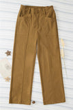 Half Elastic Waist Straight Pants - Trendsi - Flyclothing LLC