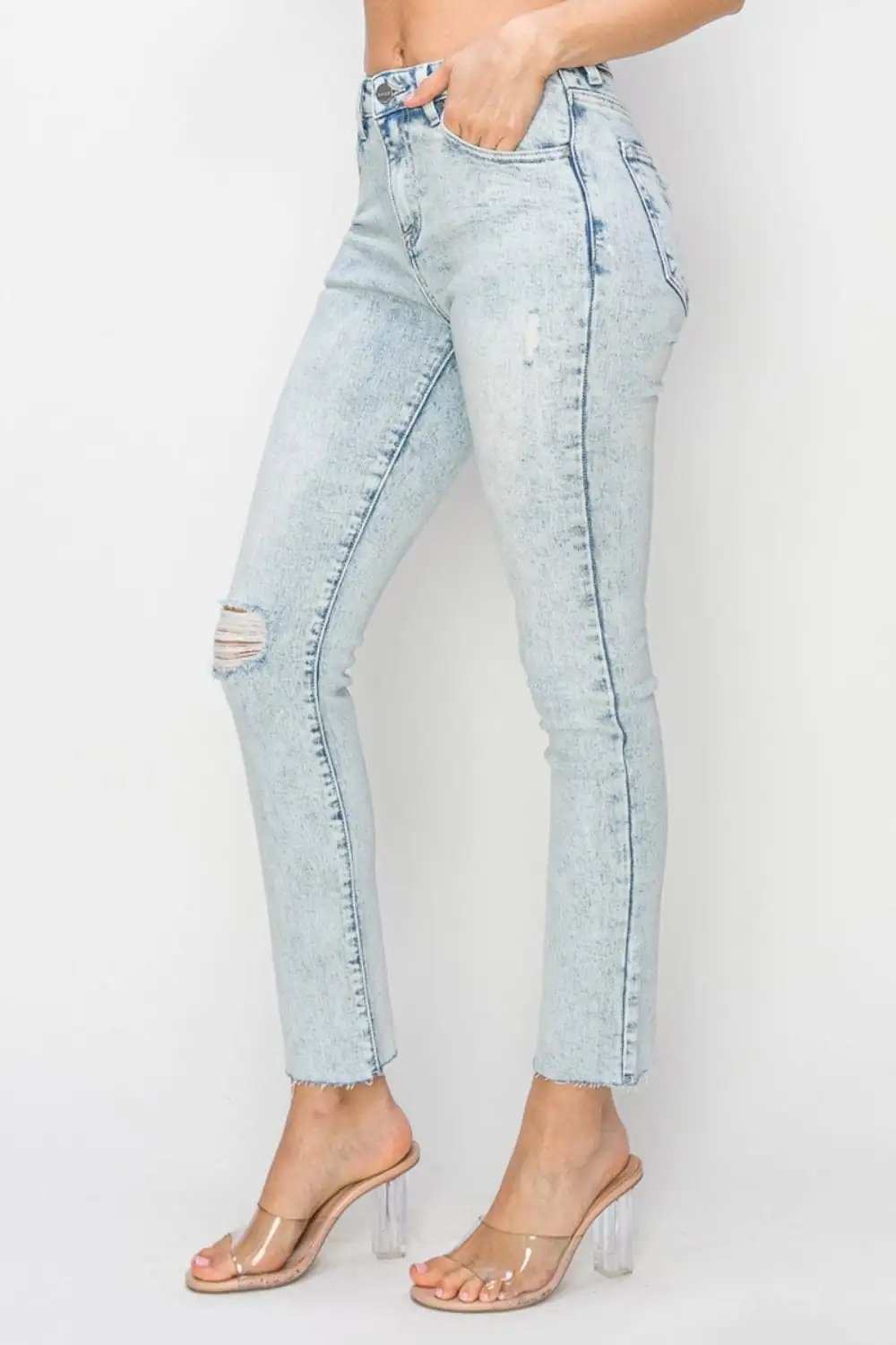 Risen Full Size High Rise Distressed Skinny Jeans - Trendsi - Flyclothing LLC