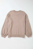Plus Size Pearl Detail Round Neck Long Sleeve Sweater - Trendsi - Flyclothing LLC