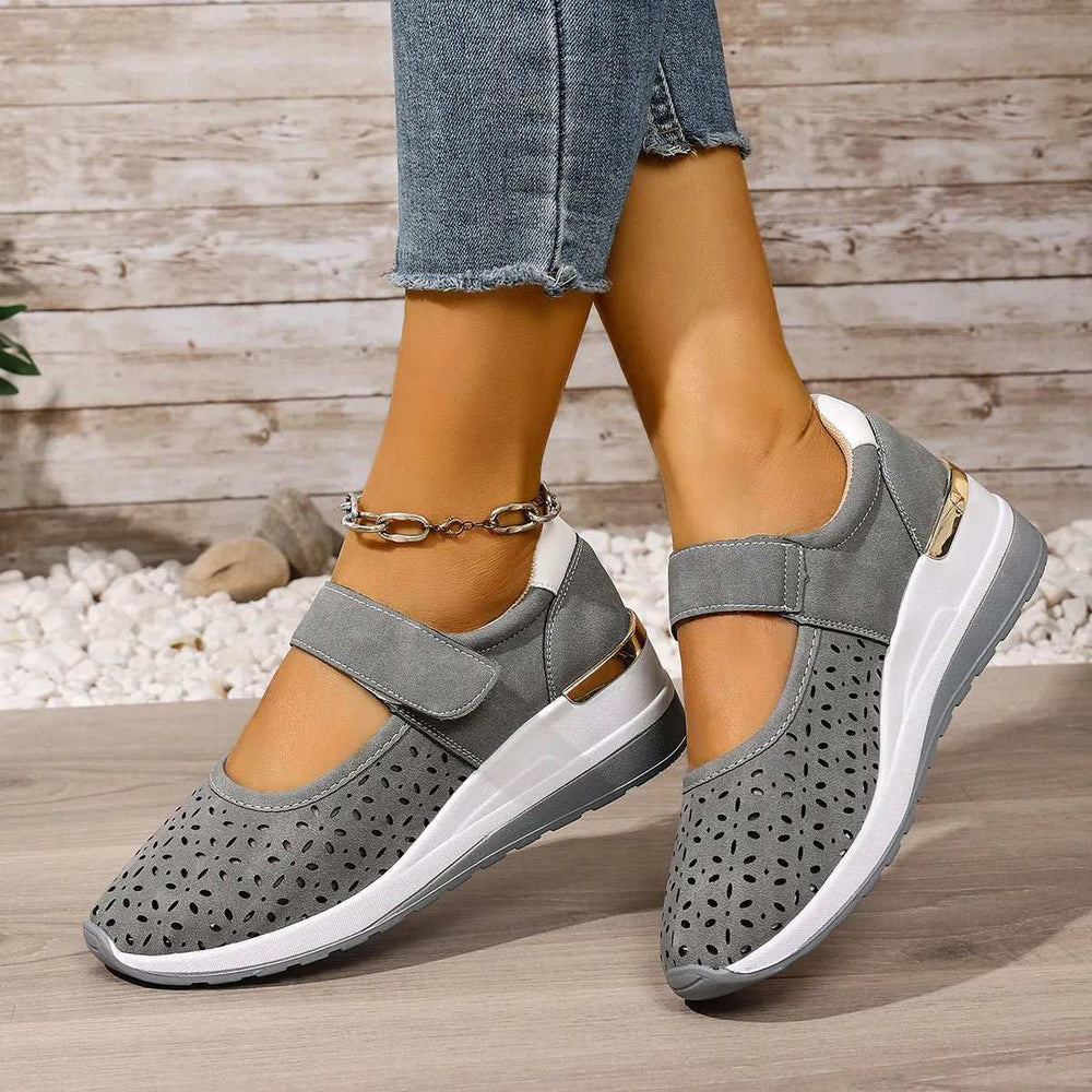 Breathable Cutout Wedge Loafers - Trendsi - Flyclothing LLC