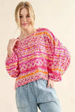 And The Why Cozy Textured Printed Casual Top - Trendsi - Flyclothing LLC