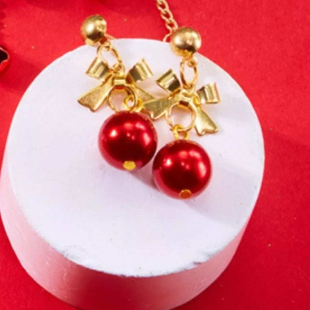 Christmas 18K Gold-Plated Ball Drop Earrings - Trendsi - Flyclothing LLC