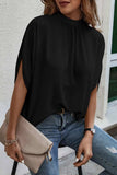 Tie Back Slit Half Sleeve Blouse - Trendsi - Flyclothing LLC