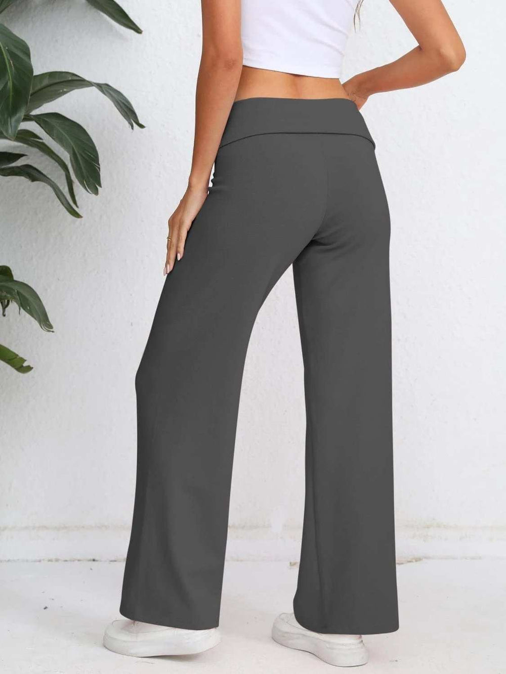 Elastic Waist Wide Leg Pants - Trendsi - Flyclothing LLC