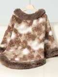 Furry Contrast Three-Quarter Poncho - Trendsi - Flyclothing LLC