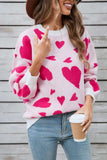 Angel Wings Heart Contrast Round Neck Long Sleeve Sweater - Trendsi - Flyclothing LLC