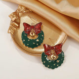 Christmas Wreath Bow Drop Earrings - Trendsi - Flyclothing LLC