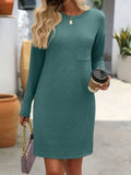 Striped Round Neck Long Sleeve Mini Dress - Trendsi - Flyclothing LLC