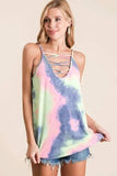 BiBi Tie Dye Terry Camisole with Caged Neck - Trendsi - Flyclothing LLC