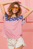 BiBi Star Rpinted with Stripe Combo Top - Trendsi - Flyclothing LLC