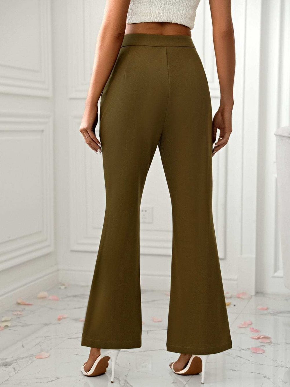 Slit Flare Pants with Pockets - Trendsi - Flyclothing LLC