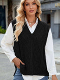 Cable Knit V-Neck Sweater Vest - Trendsi - Flyclothing LLC