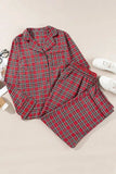 Plus Size Plaid Collared Neck Top and Pants Lounge Set - Trendsi - Flyclothing LLC