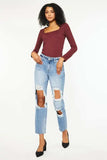Kancan High Rise Distressed Boyfriend Jeans - Trendsi - Flyclothing LLC