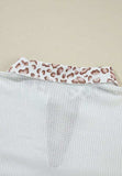 Waffle-Knit Leopard Johnny Collar Long Sleeve Top - Trendsi - Flyclothing LLC