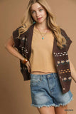 Umgee Button-Down Knit Vest with Floral Pattern - Trendsi - Flyclothing LLC