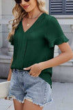V-Neck Short Sleeve Blouse - Trendsi - Flyclothing LLC