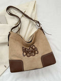 Suede Patch Adjustable Strap Tote Bag - Trendsi - Flyclothing LLC