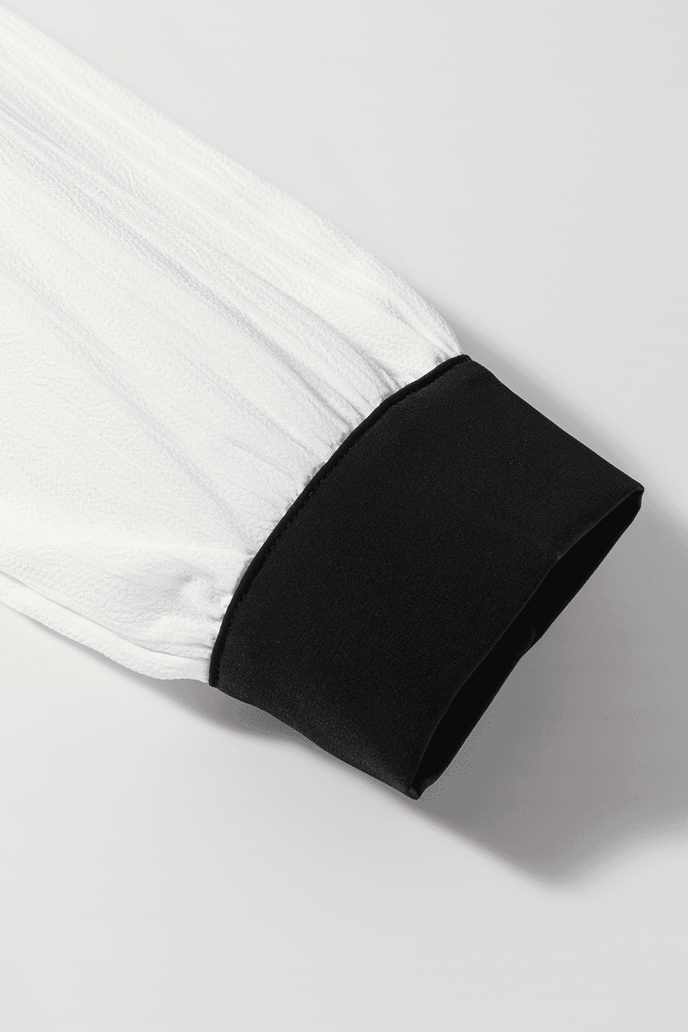 Contrast Notched Long Sleeve Blouse - Trendsi - Flyclothing LLC